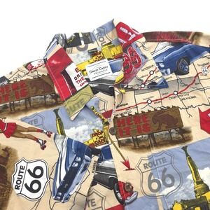 David Carey Original Route 66 GM Classic Cars Men XL Shirt Road Trip Button Down